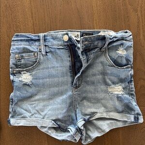 Garage Blue Jean Shorts Distressed High-Waisted